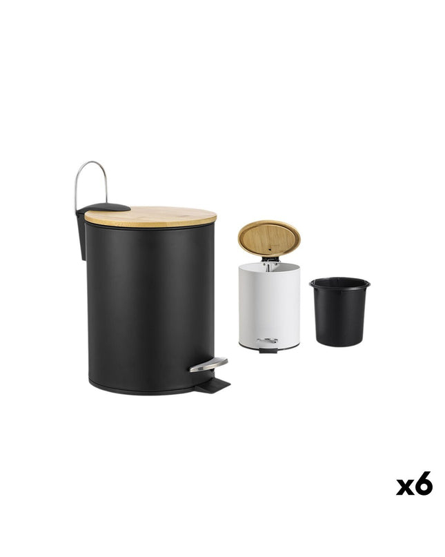Confortime 5L plastic pedal bin, set of 6, for home and kitchen storage, with foot-operated lid and durable design.