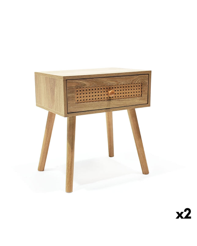 Pair of MobleKit brown nightstands with 40x30x45 cm dimensions, featuring a simple design for bedroom or living space.