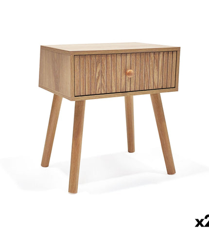 Pair of MobleKit brown bedside tables, 40x30x45 cm, featuring a modern design for home furniture and bedroom storage.