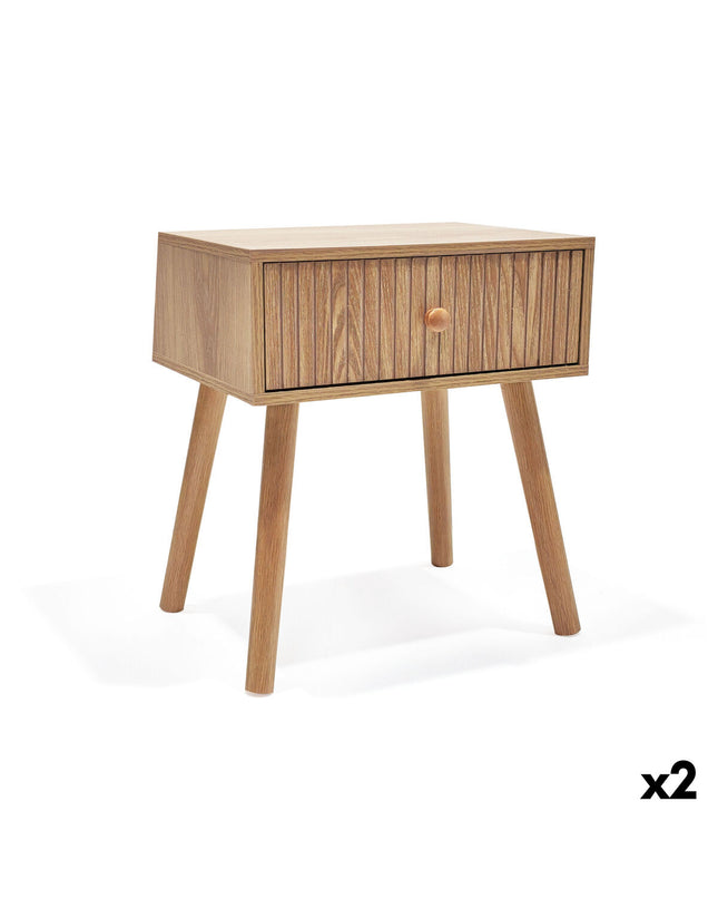 Pair of MobleKit brown bedside tables, 40x30x45 cm, featuring a modern design for home furniture and bedroom storage.