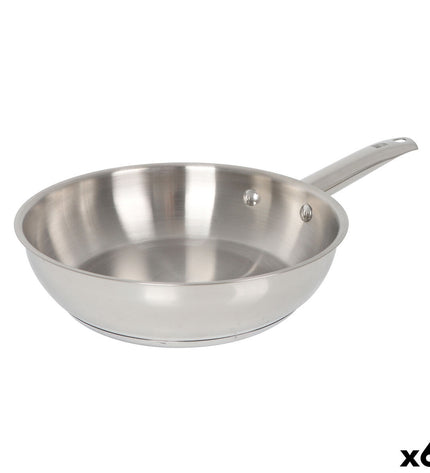 Set of six Quttin Caesar stainless steel pans with 22 cm diameter, kitchen cookware for home cooking.