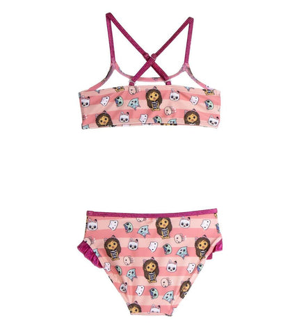 Pink girls' swimsuit from Gabby's Dollhouse, suitable for sports and outdoor water activities, with a fun, colorful design.