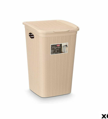 Six Stefanplast Crème plastic storage containers, 50L capacity, 36x54.5x38 cm, for home organization and kitchen storage.