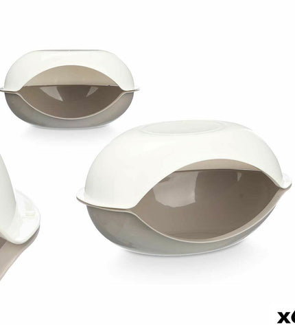 Six Mascow plastic pet beds in white and gray, small animal bedding with dimensions 58x32x37 cm, for small pets.
