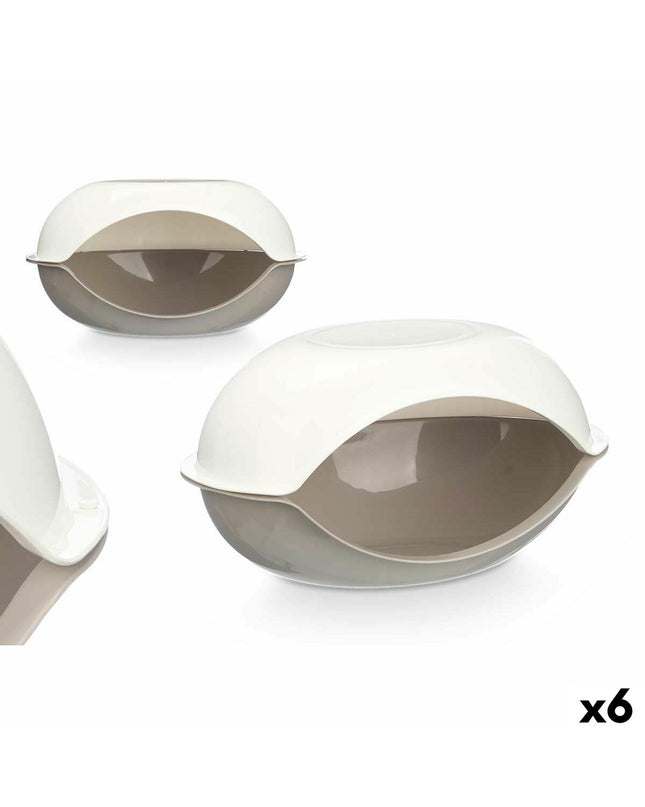 Six Mascow plastic pet beds in white and gray, small animal bedding with dimensions 58x32x37 cm, for small pets.
