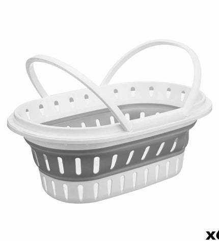 Foldable polypropylene laundry baskets with TPR handles, 58x23x38 cm, in a set of six for home storage and organization.