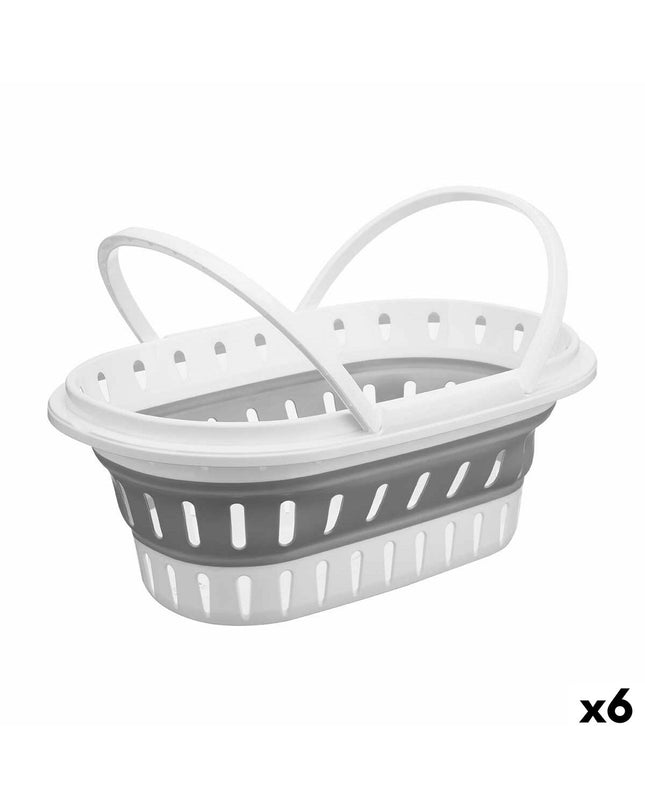 Foldable polypropylene laundry baskets with TPR handles, 58x23x38 cm, in a set of six for home storage and organization.