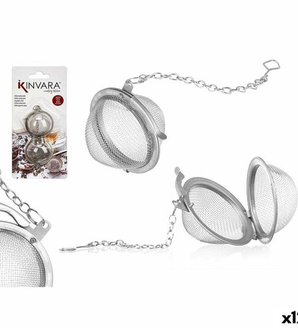 Set of 12 Kinvara stainless steel coffee and tea infusers, 8.5 x 18 x 2.5 cm, ideal for brewing loose leaf beverages.