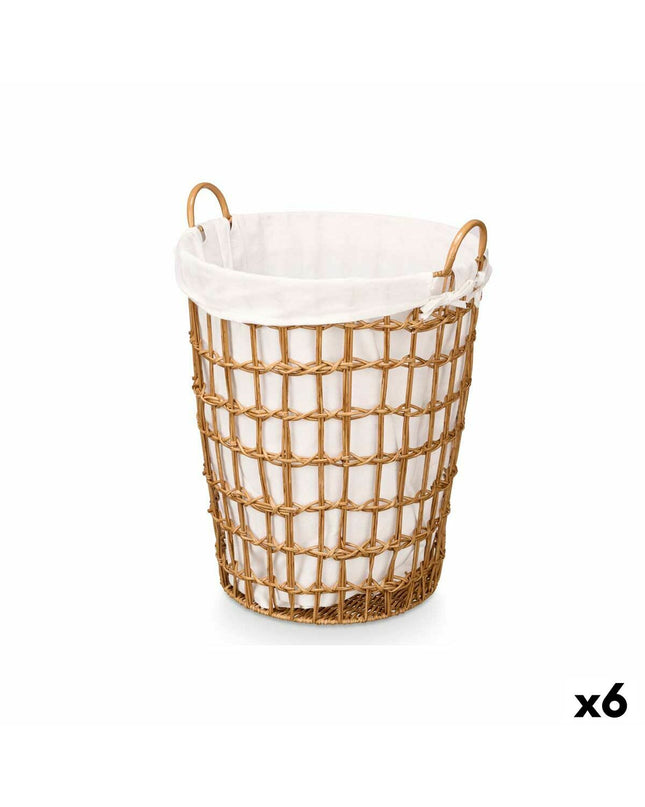 Set of six Kipit natural polyester storage containers with cotton and plastic lids, ideal for home organization and kitchen use.