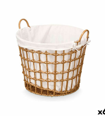Kipit natural polyester fabric storage bags with cotton and plastic handles, set of 6, for home organization and kitchen use.