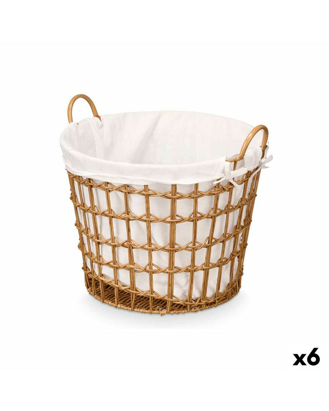 Kipit natural polyester fabric storage bags with cotton and plastic handles, set of 6, for home organization and kitchen use.