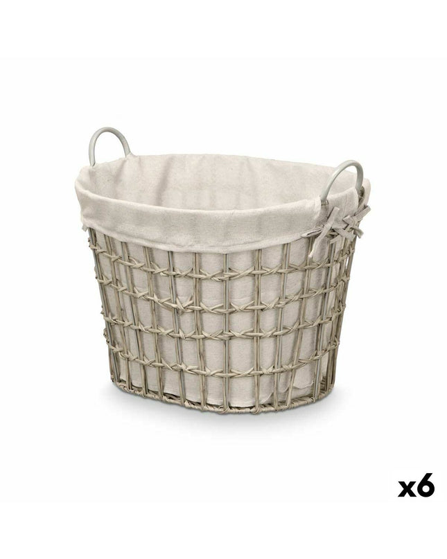 Kipit grey polyester storage bags made of plastic, polypropylene, and cotton, six-piece set for home organization.