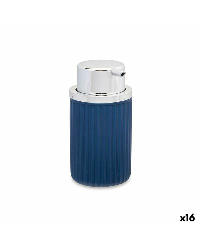 Berilo blue plastic soap dispenser for bathroom and kitchen, 420 ml capacity, 7 x 14.5 x 8.5 cm, set of 16.