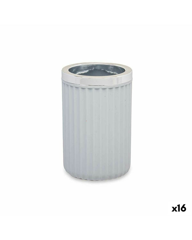Pair of Berilo gray plastic glass containers for bathroom and kitchen use, 7.5 x 11.5 x 7.5 cm, set of 16.