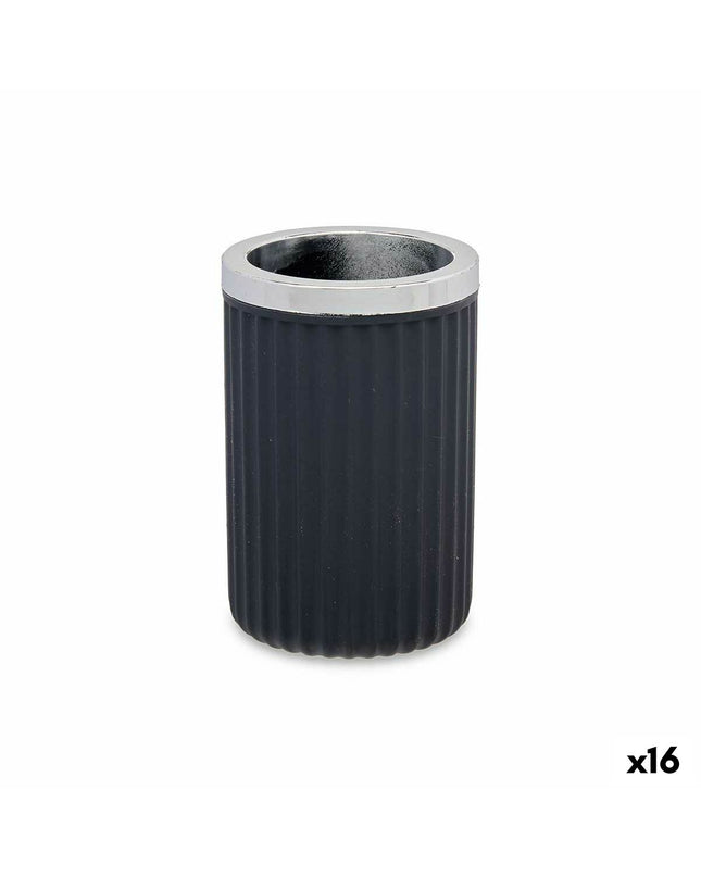 Set of 16 Berilo Antraciet plastic bathroom and kitchen glass containers, 7.5 x 11.5 x 7.5 cm, for household storage.