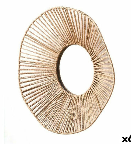 Set of six Gift Decor natural wave-shaped wall mirrors, 41x8x41 cm, for home decor and interior decoration.