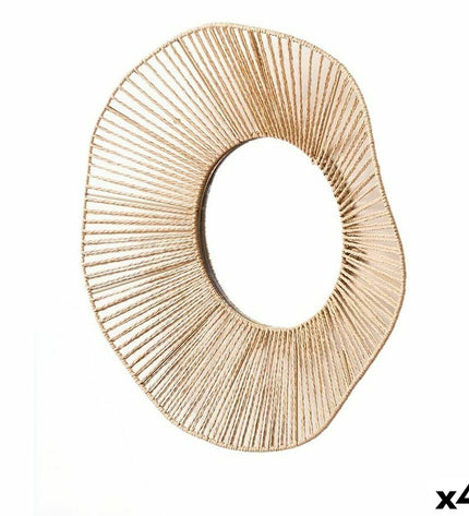 Set of four Gift Decor natural wave-shaped wall mirrors, 52x9x51 cm, stylish home decor for living spaces.
