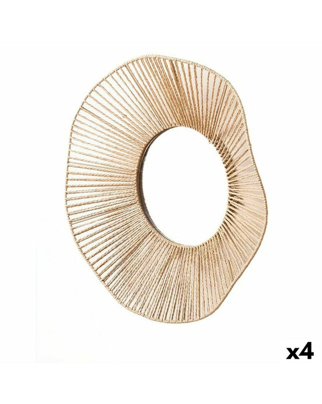 Set of four Gift Decor natural wave-shaped wall mirrors, 52x9x51 cm, stylish home decor for living spaces.