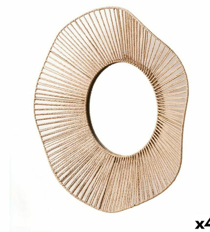 Set of four Gift Decor natural wave-shaped wall mirrors, 59x11x59 cm, for home decor and interior design.