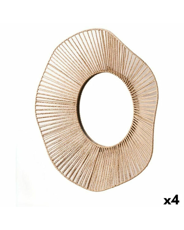 Set of four Gift Decor natural wave-shaped wall mirrors, 59x11x59 cm, for home decor and interior design.