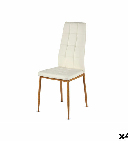 Set of four white Gift Decor kitchen chairs with wooden seats and black metal legs, measuring 42x51x97 cm.