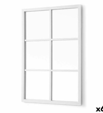 Set of six Gift Decor white square wall mirrors, 70x47 cm, for home decor, featuring modern geometric design.