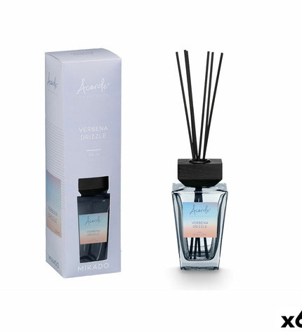 Set of six Acorde Verbena Drizzle parfum sticks for home decor and fragrance, featuring elegant packaging and reed diffusers.
