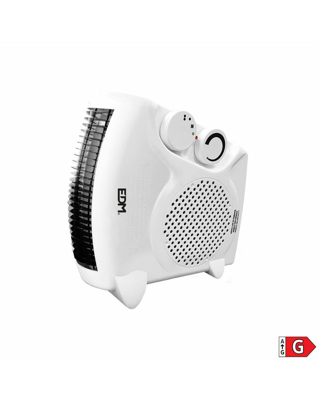 EDM Product Verwarming EDM 07205 Wit 1000-2000W compact portable heater for home and cooking environments.