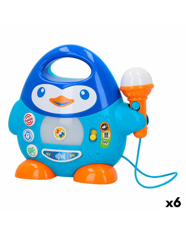 Winfun Pinguïn karaoke microphones, 6-piece set of electronic toy microphones for kids, colorful and fun musical play devices.