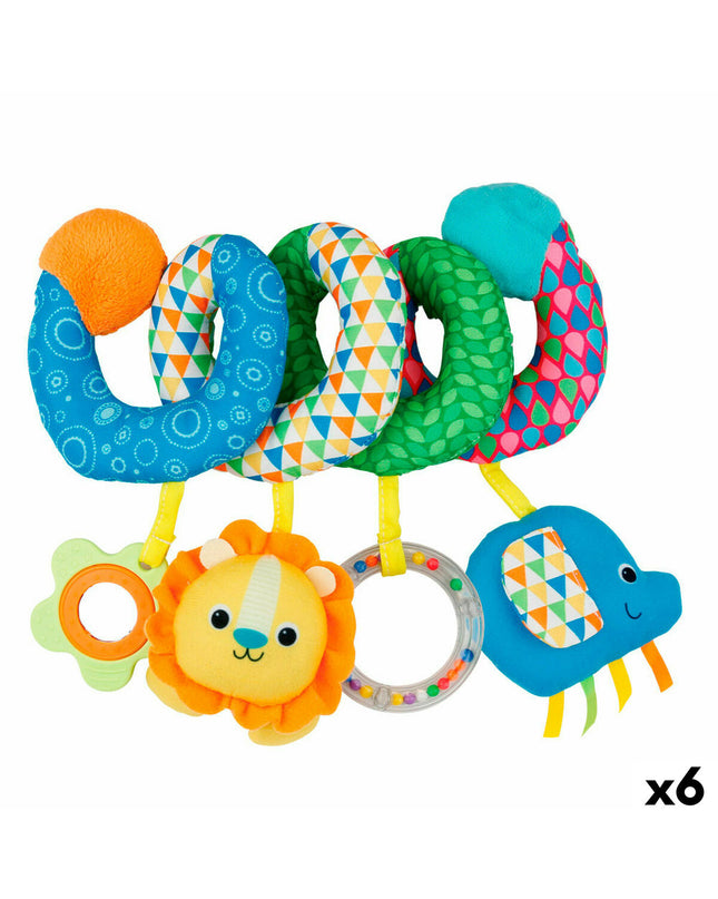 Set of six Winfun baby rattles, 20x20x9 cm, soft colorful toys for young children’s sensory play and development.