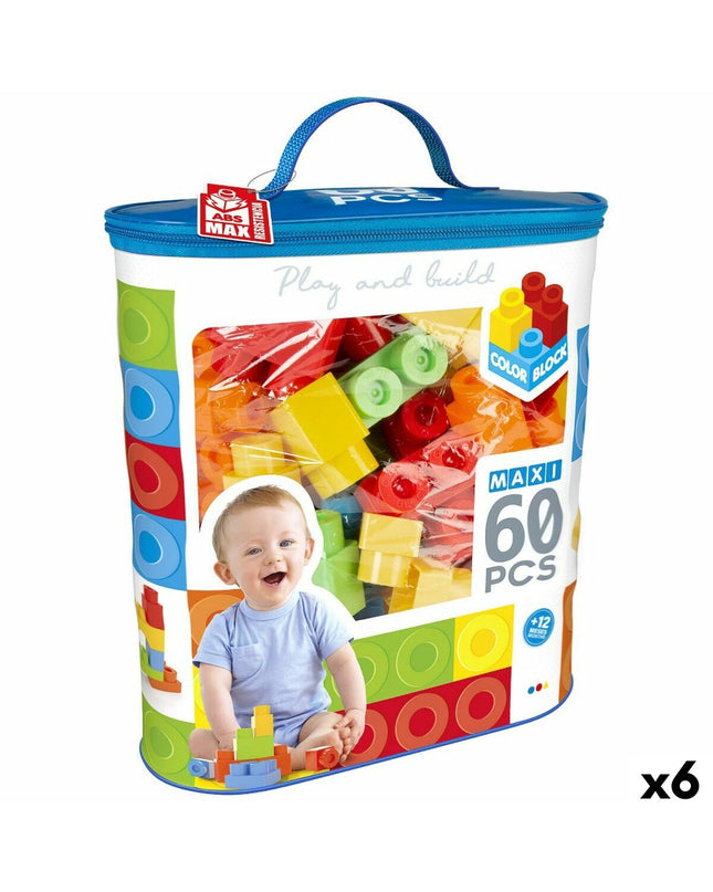Color Block Bouwstenen Color Block 60 onderdelen speelgoed en games, colorful plastic building blocks for kids.