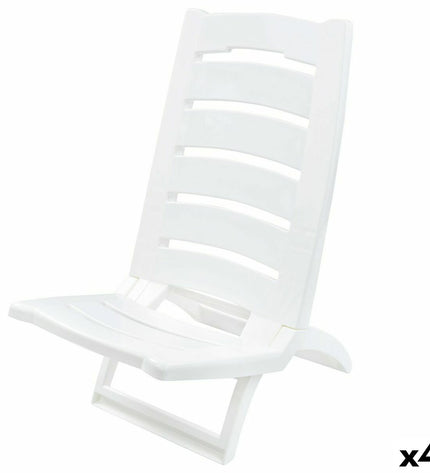 Set of four Aktive foldable outdoor chairs in black, compact 38x65x36 cm, ideal for camping and hiking activities.