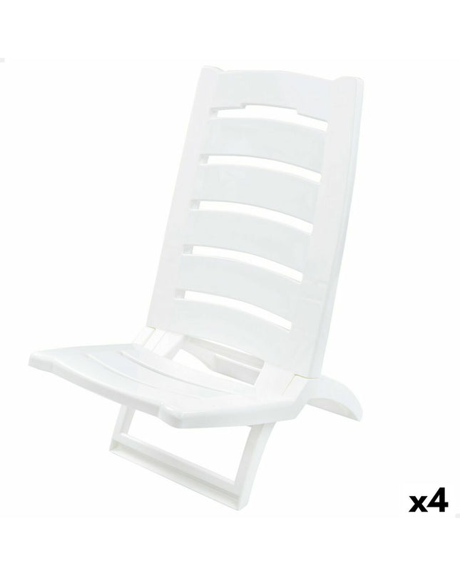 Set of four Aktive foldable outdoor chairs in black, compact 38x65x36 cm, ideal for camping and hiking activities.