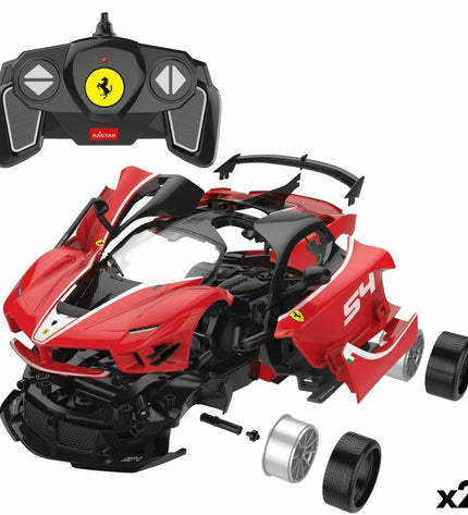 Two remote-controlled Ferrari police cars toy vehicles, detailed with police markings and sleek red and white design.