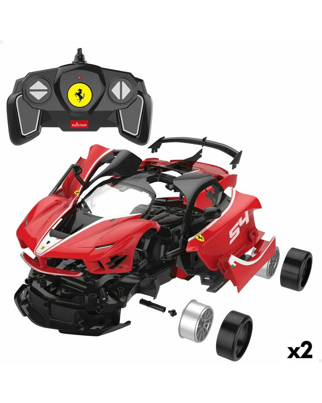 Two remote-controlled Ferrari police cars toy vehicles, detailed with police markings and sleek red and white design.