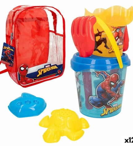 Set of 12 Spider-Man strand toys, 18x16x18 cm, colorful plastic figures for outdoor play and imaginative fun.
