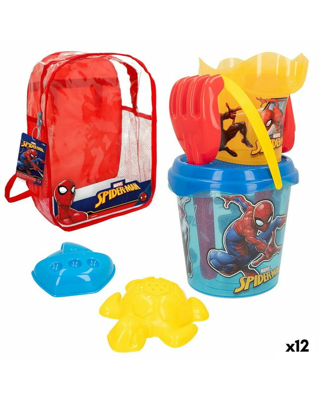 Set of 12 Spider-Man strand toys, 18x16x18 cm, colorful plastic figures for outdoor play and imaginative fun.