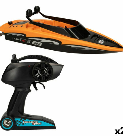 Colorbaby radio-controlled toy boats, two colorful boat toys for kids, in a playful scene with the boats on water.