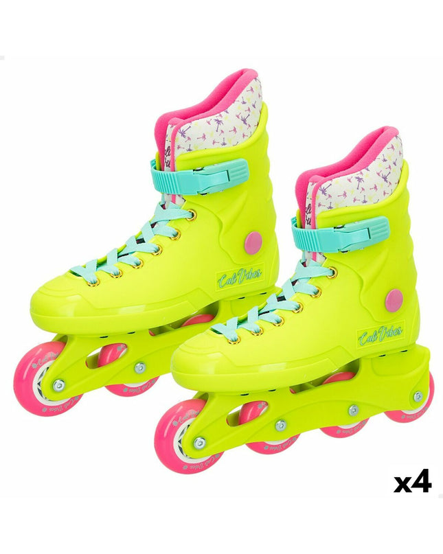 Colorbaby yellow inline skates for kids, size 36-37, ideal for sports and urban mobility, shown in a set of four.