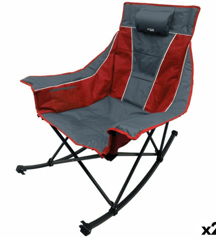 Pair of Aktive foldable camping chairs in black, compact design for outdoor camping and hiking, measuring 51x97x100 cm