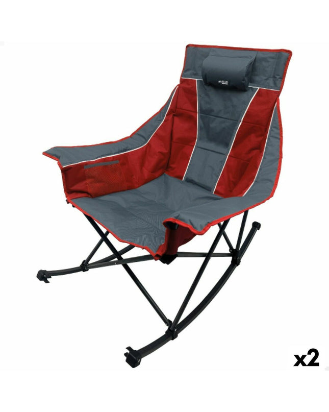 Pair of Aktive foldable camping chairs in black, compact design for outdoor camping and hiking, measuring 51x97x100 cm