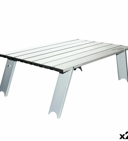 Two Aktive folding tables, 55x20x41 cm, lightweight and portable, ideal for camping and outdoor activities.