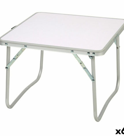 Set of six Aktive folding tables, 40x30x40 cm, ideal for outdoor camping and sports activities, lightweight and portable.