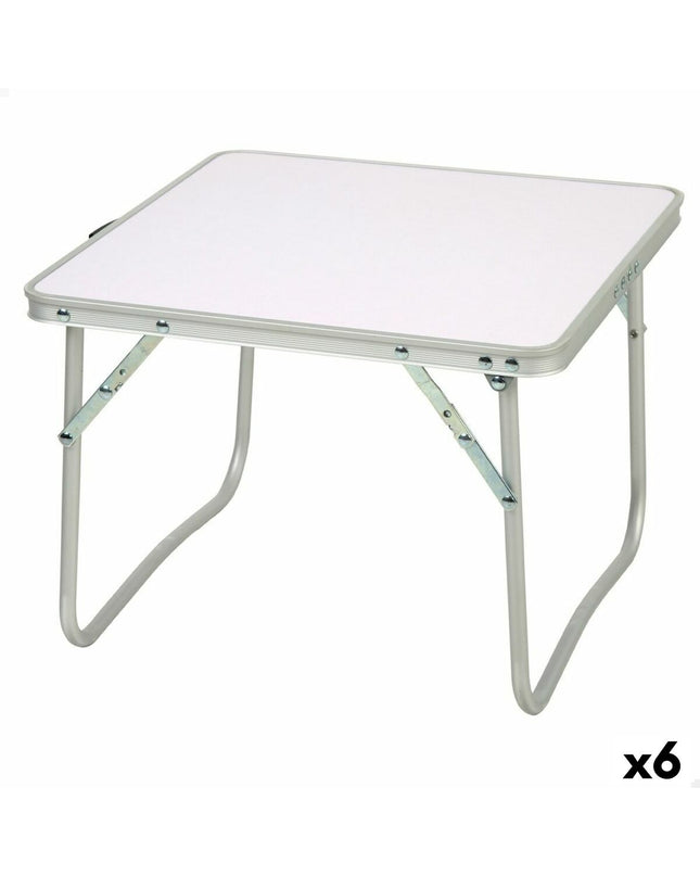 Set of six Aktive folding tables, 40x30x40 cm, ideal for outdoor camping and sports activities, lightweight and portable.