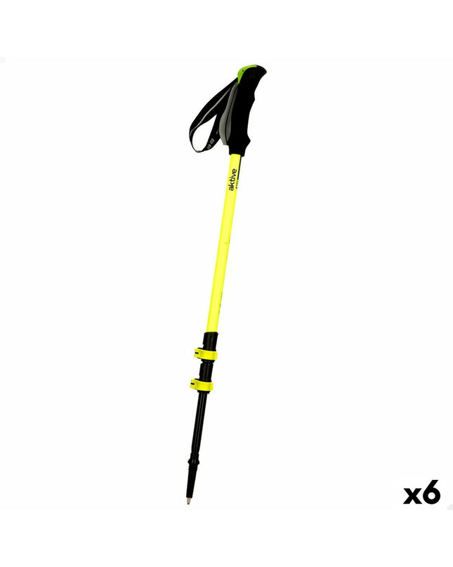 Set of six Aktive trekking stakes, 135 x 4 cm, suitable for camping and outdoor hiking, with metal tips and durable construction.