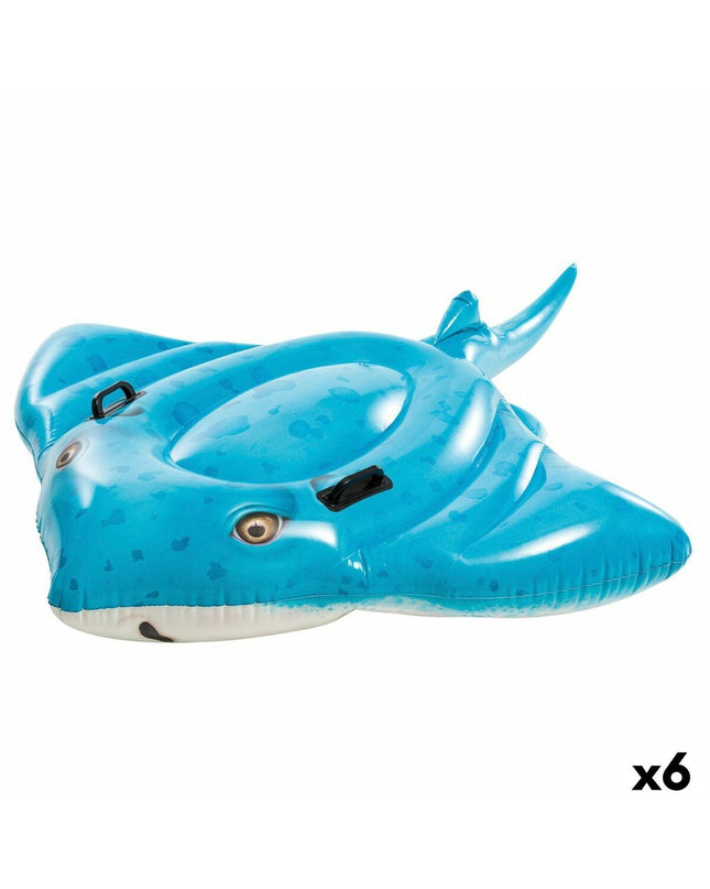 Set of six Intex inflatable pool floats measuring 145 x 185 cm, suitable for outdoor play and swimming activities.