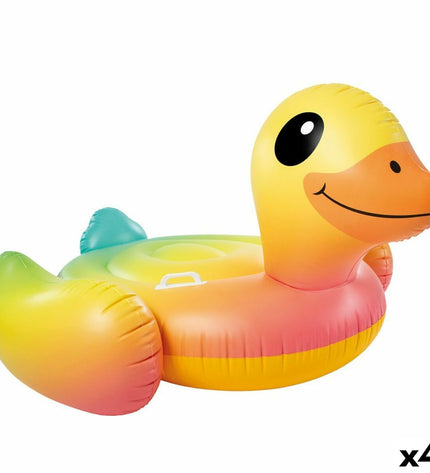 Set of four Intex inflatable mattresses, 147 x 81 x 147 cm, suitable for outdoor play and relaxation.