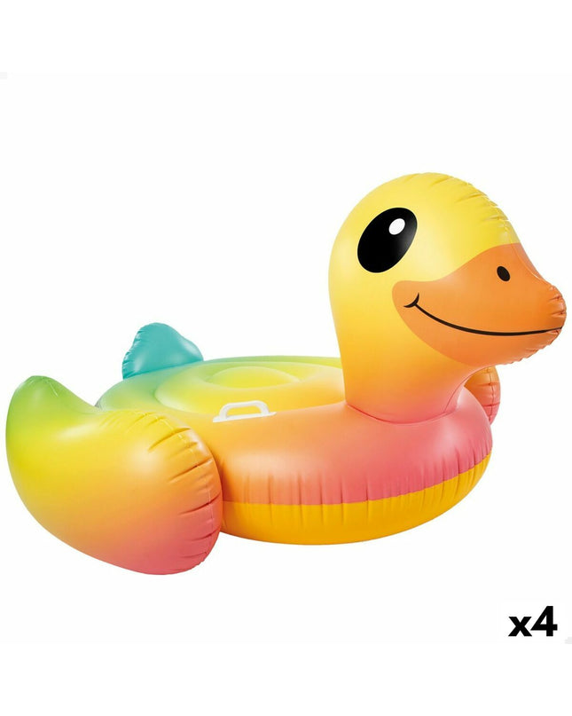 Set of four Intex inflatable mattresses, 147 x 81 x 147 cm, suitable for outdoor play and relaxation.
