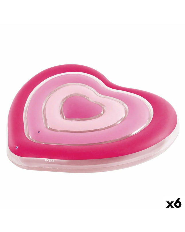 Six pink Intex inflatable mattresses, 135x155x25 cm, suitable for play, sports, and outdoor activities.