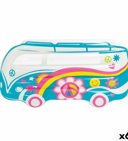 Six Intex inflatable mattresses, 178x91x23 cm, designed for outdoor play and relaxation, shown in a colorful, inflated state.